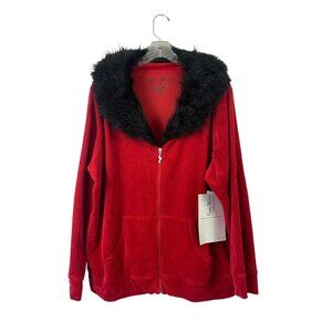 Onque Casuals Women’s Red Fuzzy Neck Sweater